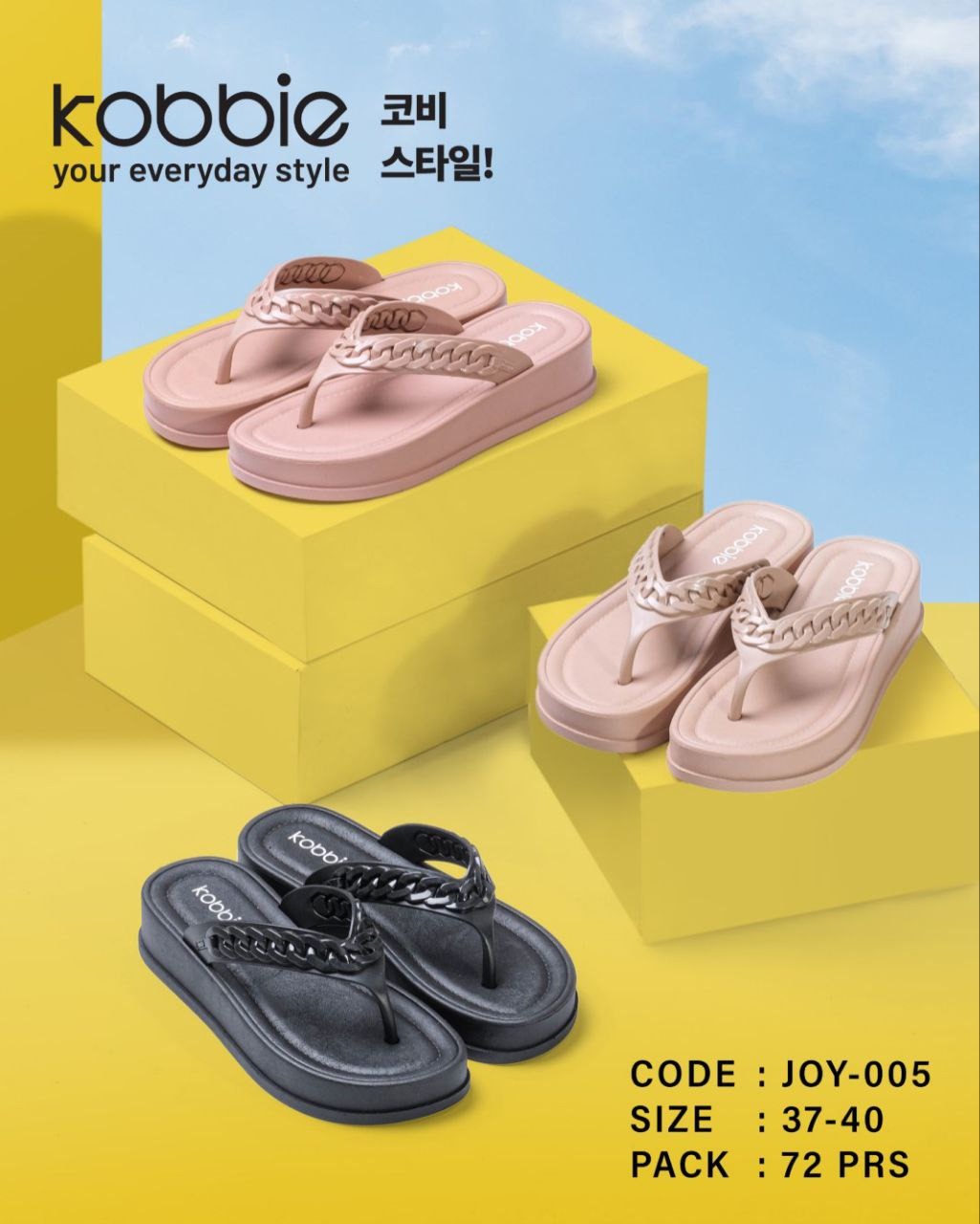 Sendal Jepit Wanita Motif Wedges Anti Slip