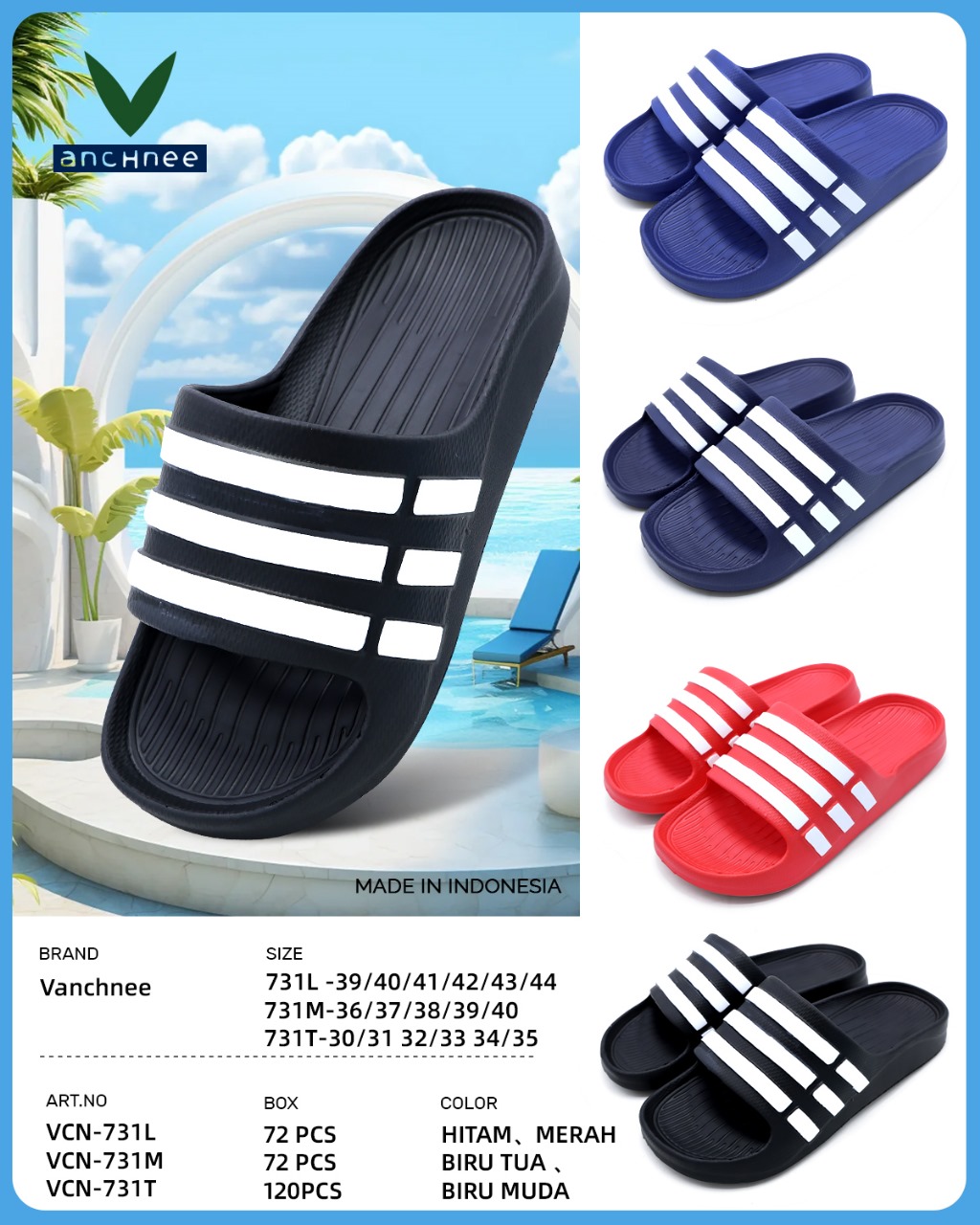 Sandal Rumah Selop Vanchnee Pria & Wanita – Nyaman Dipakai, Empuk Berkualitas