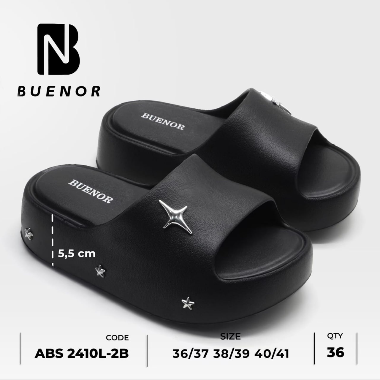 Sandal Wedges Slop Wanita Kekinian Black